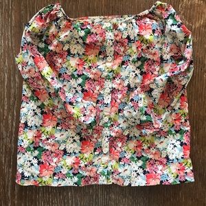 Long sleeve flowers tshirt top